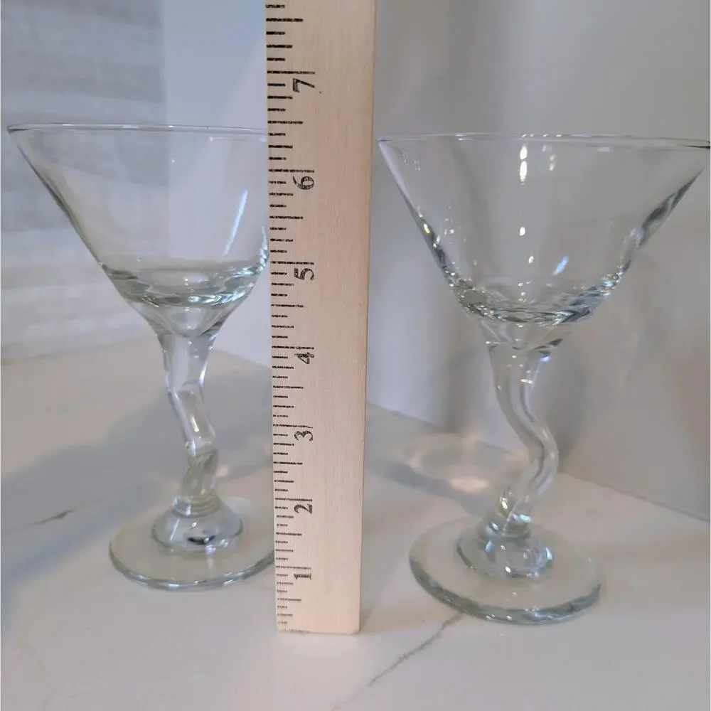 Vintage Libbey Z-stem squiggly wavy martini cocktail glasses - Picture 5 of 5